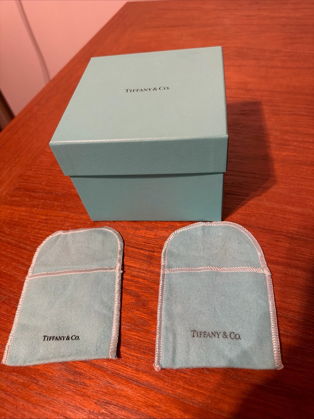 Tiffany & Co Empty Outer Box And Two Empty Blue Velvet Pouches Authentic